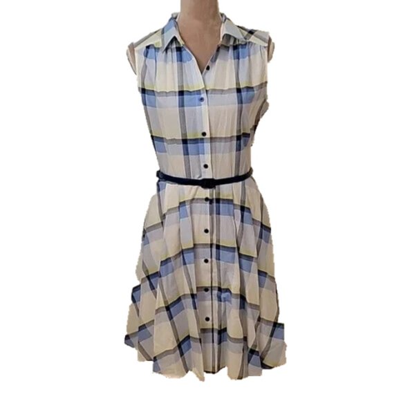 SALE Julian Taylor New York Plaid Sleeveless belted dress NWT  6 - Picture 2 of 3